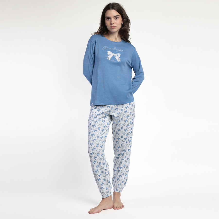 63652-0 - Pigiama in caldo cotone fiocchetti con polsini