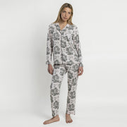 64690-0 - Pigiama invernale da donna in toile de Jouy a maniche lunghe