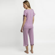 Pigiama Donna mezza manica e pinocchietto in modale con dettagli in raso - 64050-0
