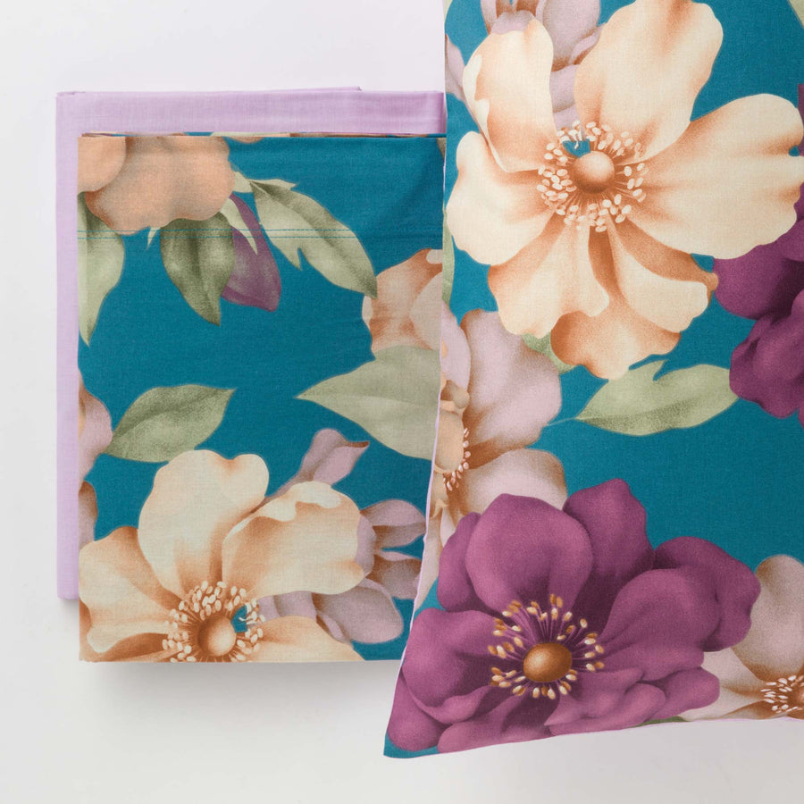 Hoara completo letto - Lenzuolo Riviera in cotone fantasia floreale