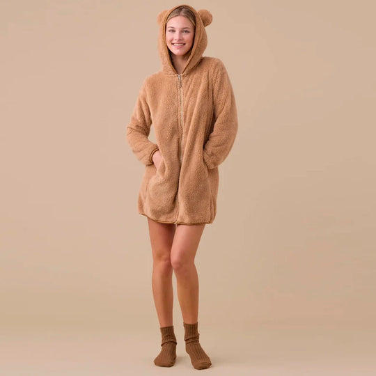 FE2572 - Vestaglia bambino\a con orecchie 3D e zip frontale