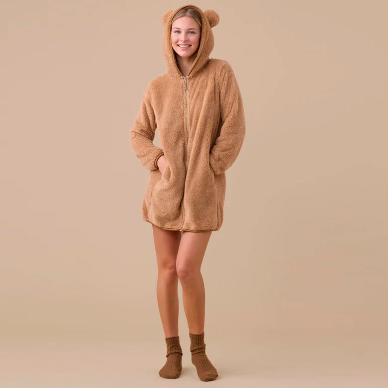 FE2572 - Vestaglia bambino\a con orecchie 3D e zip frontale