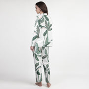 63611-0 - Pigiama aperto avanti stile camicia fantasia floreale in caldo cotone