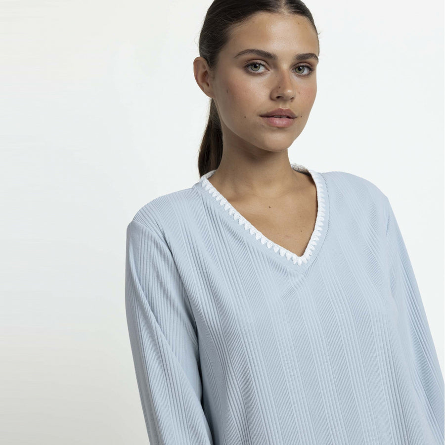 64653-0 - Pigiama in maglia a coste manica lunga e pantalone lungo