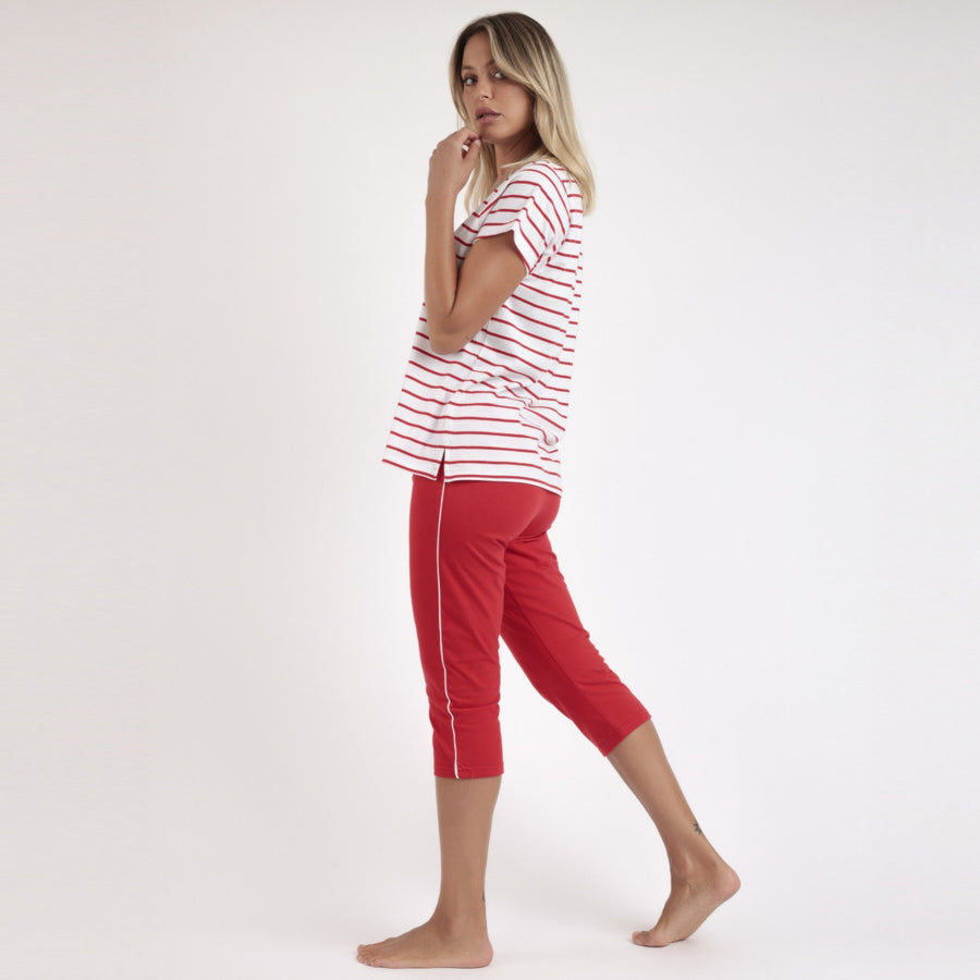 Pigiama mezza manica con pantalone pinocchietto - 63051-0