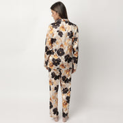 63606-0 - Pigiama in raso aperto avanti stile camicia fantasia floreale