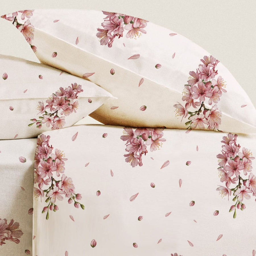 Completo letto 100% cotone stampa floreale - Silene completo letto