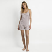 Pigiama Donna in raso spalla modale con pois - 64103-0