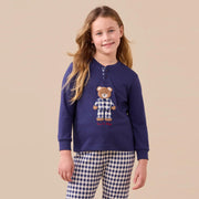 FE2561 - Pigiama bambina/o in caldo cotone orsetto con pantalone vichy