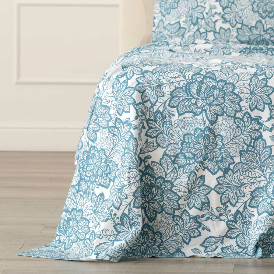 Riana Completo letto Flanella Matrimoniale - Completo letto in stampa pizzo floreale
