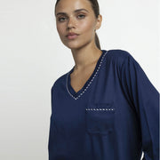 64605-0 - Pigiama in morbida maglia con maniche lunghe e scollo a V