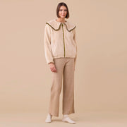 GE3012 - Giacca donna eco pelliccia con collettone rouche