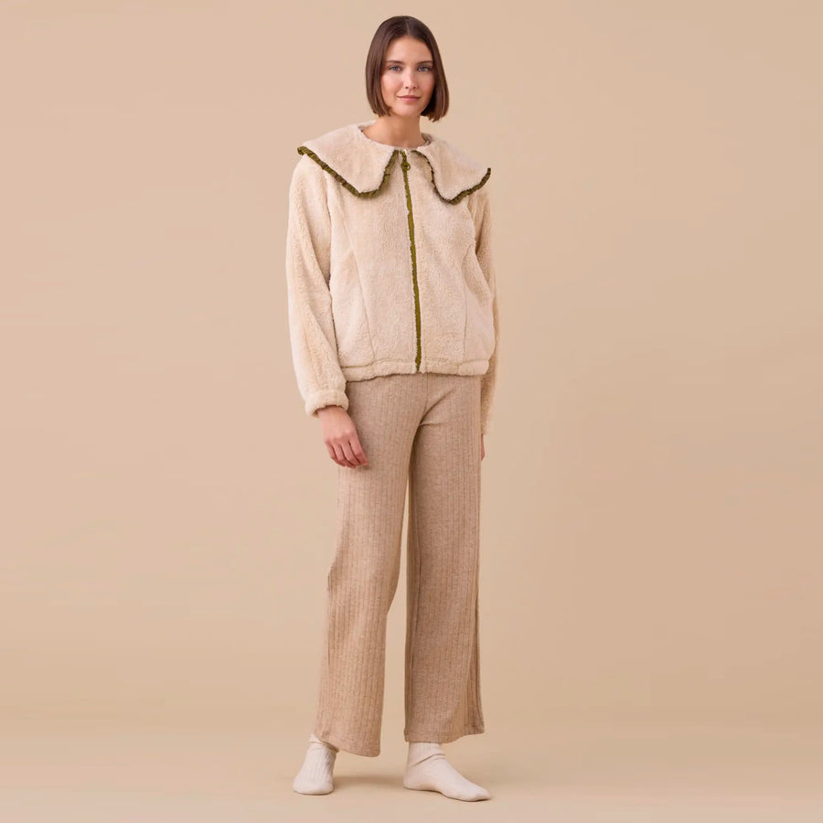 GE3012 - Giacca donna eco pelliccia con collettone rouche