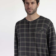 63797-0 - Pigiama in caldo cotone con maglia quadri e pantalone con polsini