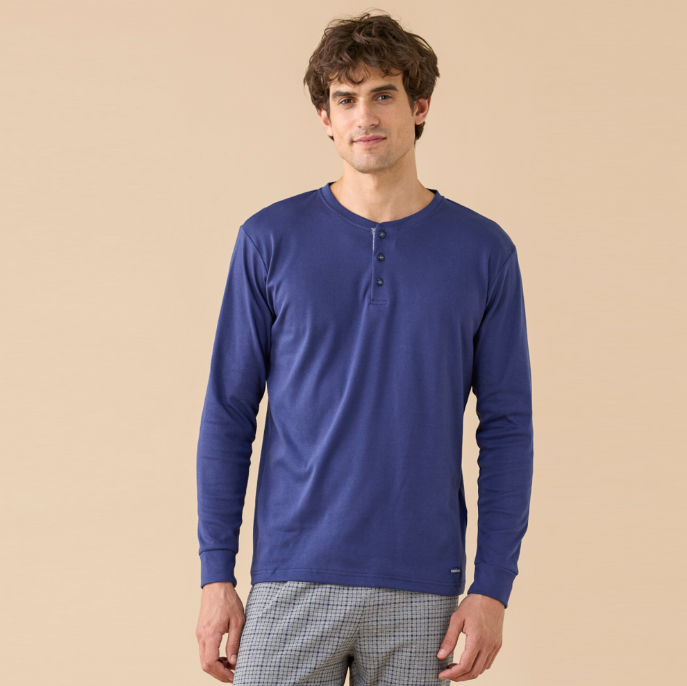 FC3314AB - Pigiama caldo cotone pantalone lungo con polsino