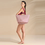 Borsa mare donna in tessuto a righe - TR1483