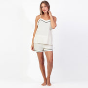 Pigiama Donna spalla stretta e pantaloncino corto effetto mussola - 64092-0