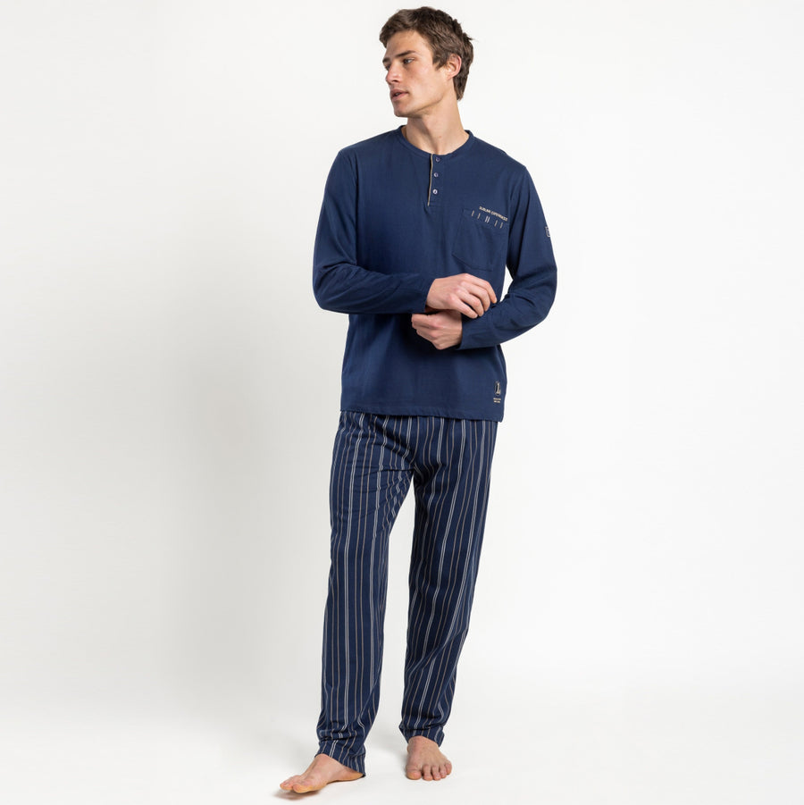Pigiama uomo manica lunga estivo con abbottonatura serafino - 64799-0