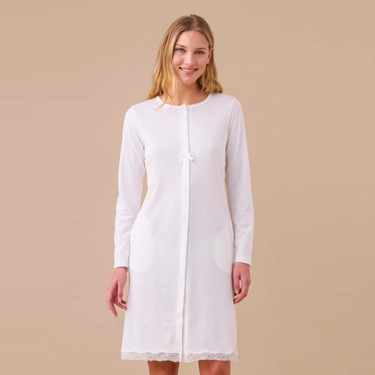 LA3416 - Vestaglia jersey invernale aperta avanti con abbottonatura nascosta