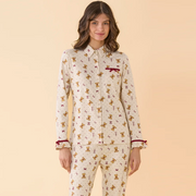 FA9815AB ORSO - Pigiama donna invernale in caldo cotone con pantalone lungo con rouches.