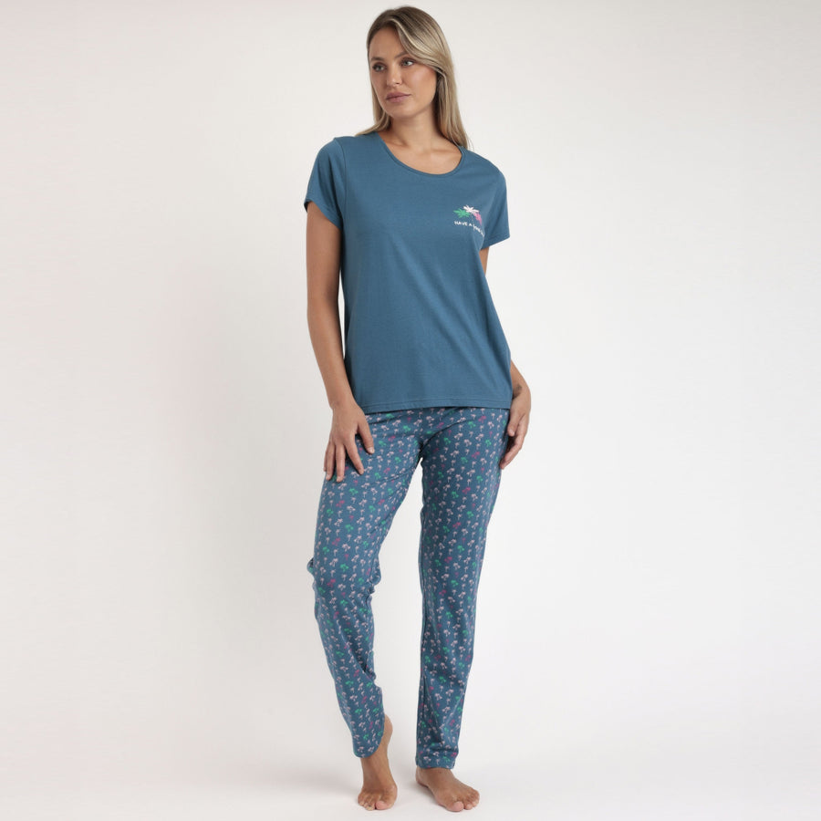 Pigiama donna manica corta con pantalone lungo - 63064-0