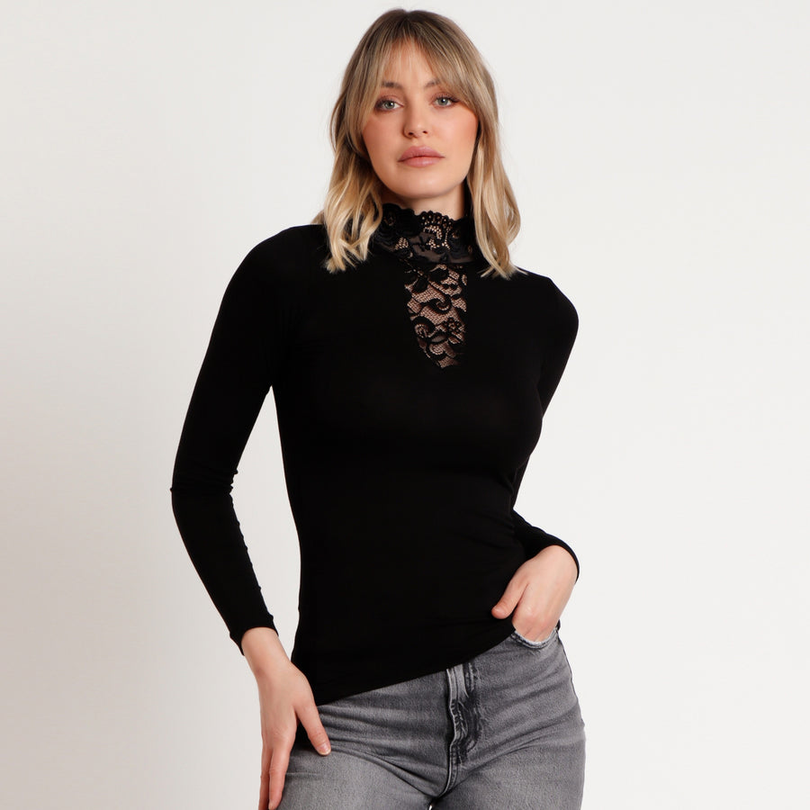 Sottogiacca donna collo alto con pizzo - 43583-0