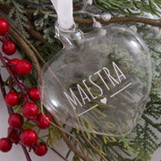 Cuore Natalizio Borosilicato "Come nelle favole" - Decorazione albero con frase