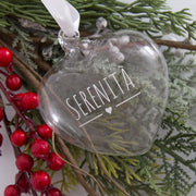 Cuore Natalizio Borosilicato "Come nelle favole" - Decorazione albero con frase