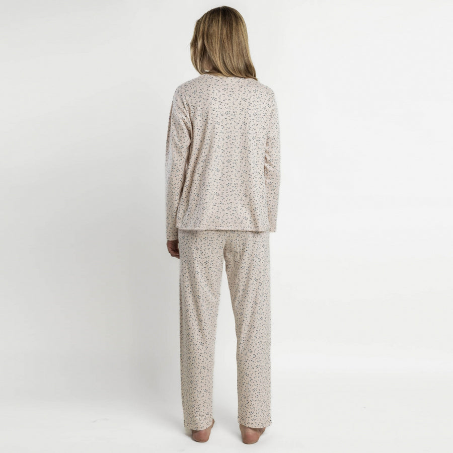 64637-0 - Pigiama in maglia interlock con maniche lunghe e stampa floreale