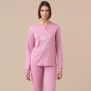 FA9185 - Pigiama donna invernale in caldo cotone con gattino