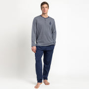 Pigiama uomo manica lunga abbottonatura serafino - 64173-0