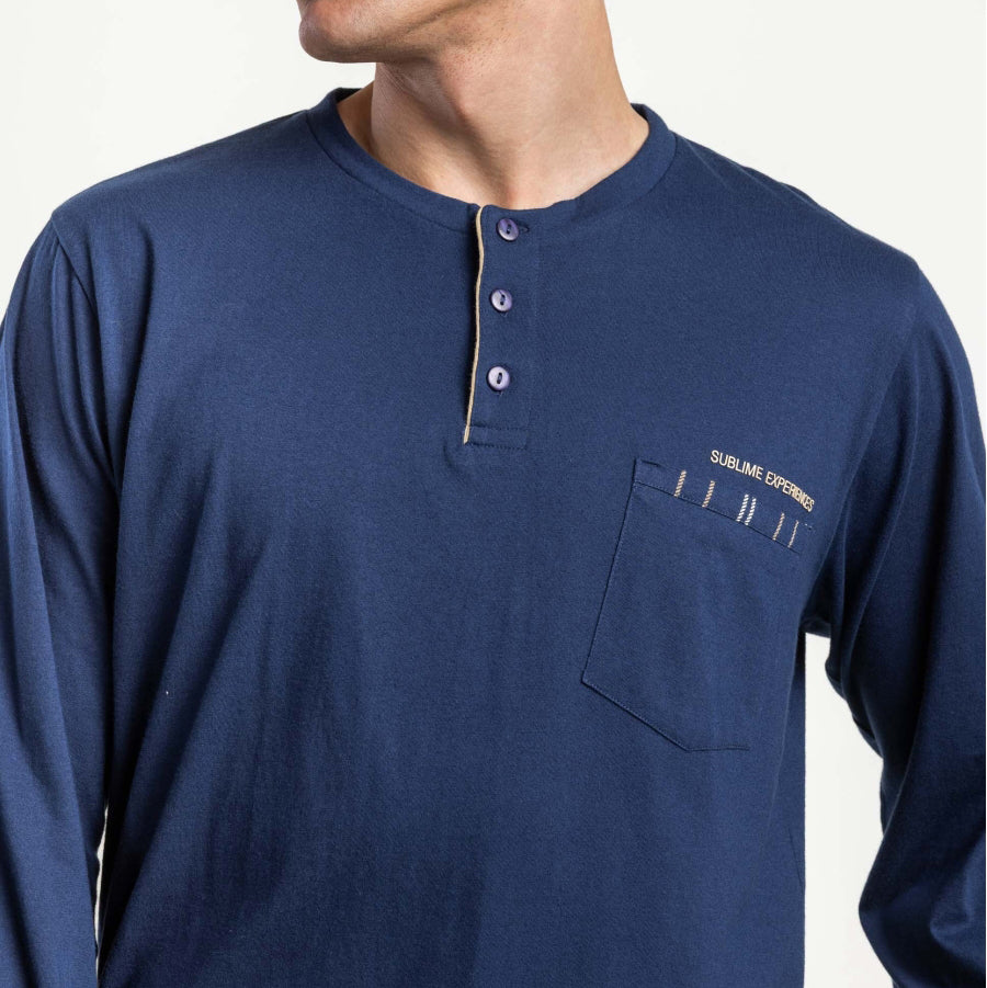 Pigiama uomo manica lunga estivo con abbottonatura serafino - 64799-0