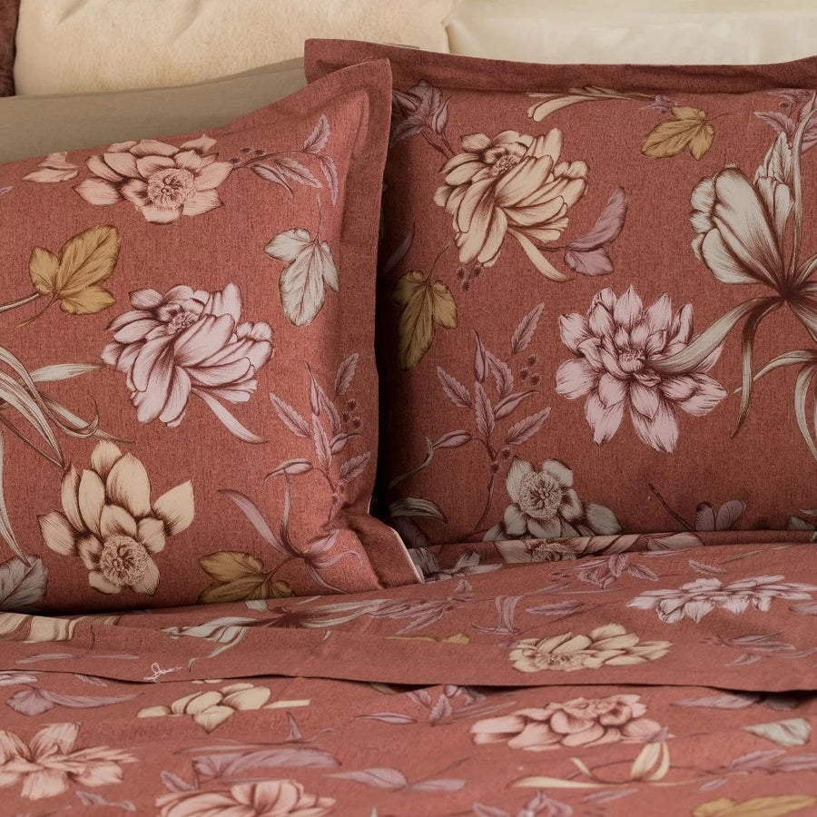 Kayla completo letto - Lenzuolo copriletto in percalle di cotone con stampa floreale