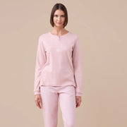FA9188 - Pigiama donna caldo cotone Bonjour amour con polsini