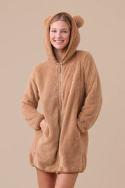 FE2572 - Vestaglia bambino\a con orecchie 3D e zip frontale