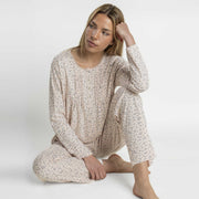 64637-0 - Pigiama in maglia interlock con maniche lunghe e stampa floreale