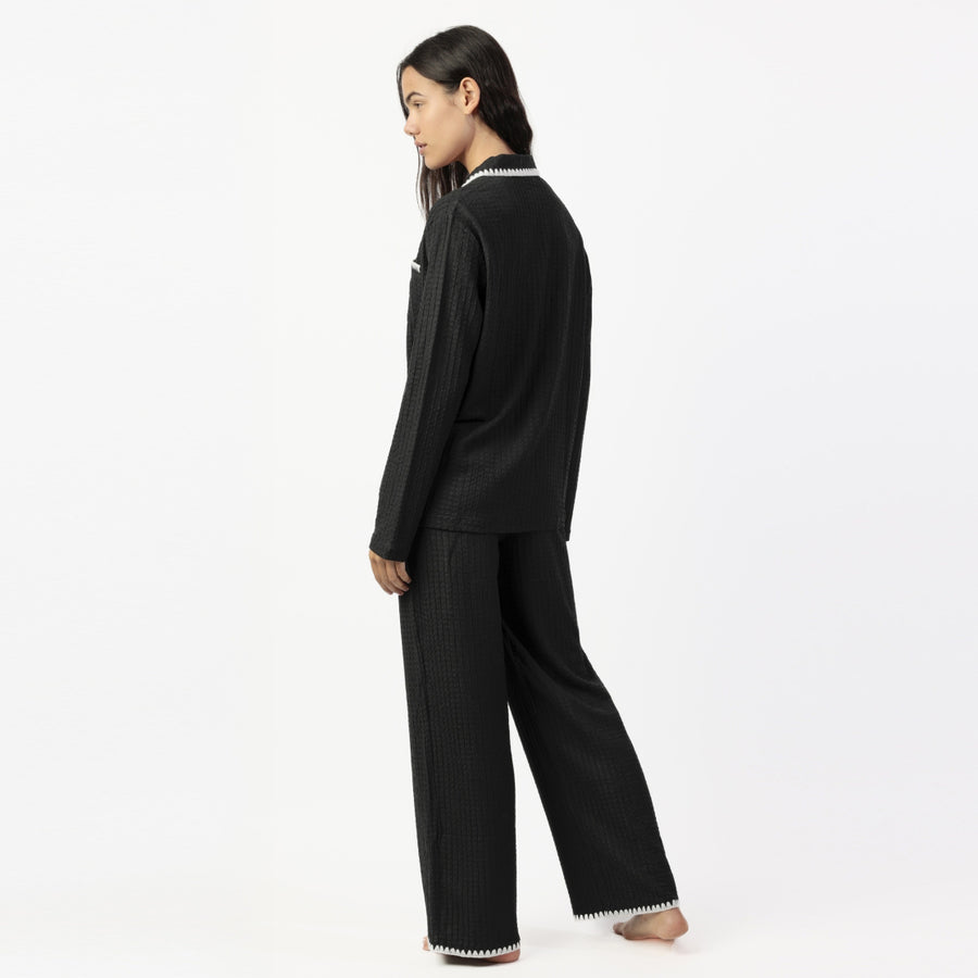 63615-0 - Pigiama aperto avanti stile camicia in mussola