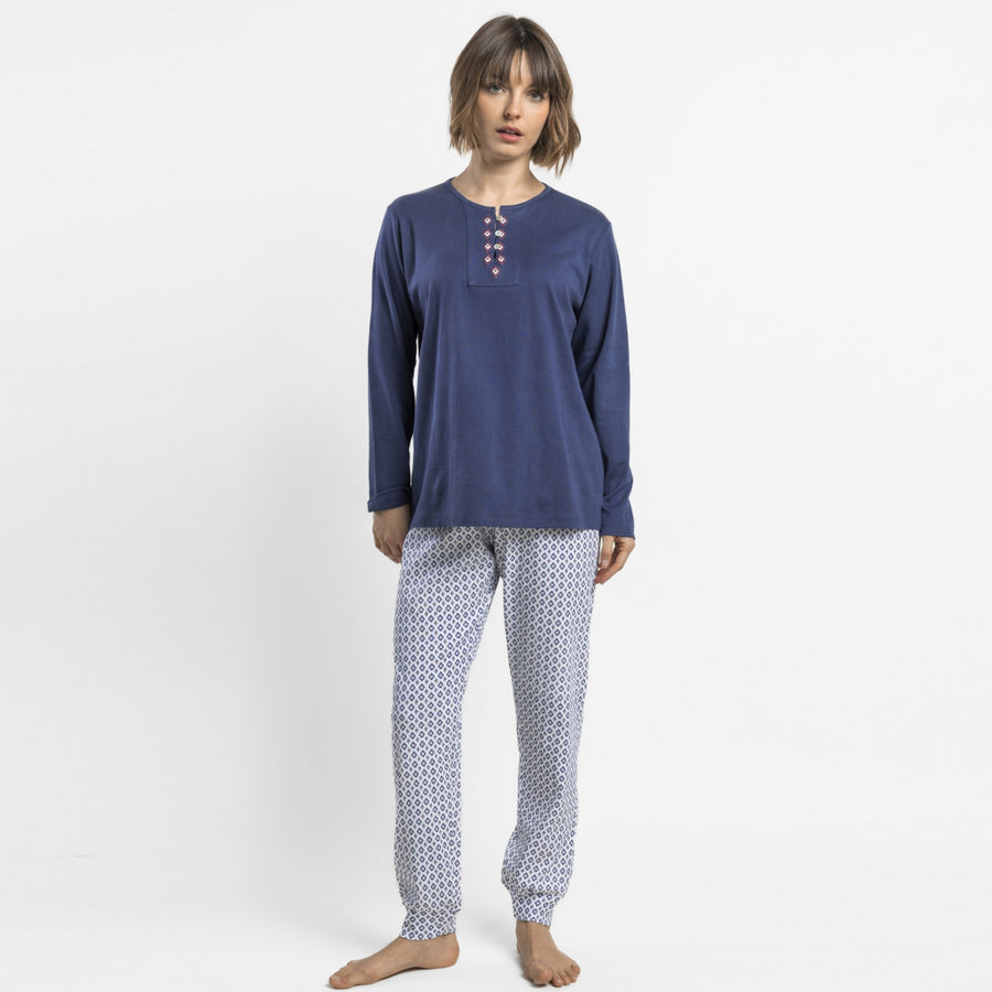 64967-0 - Pigiama in maglia interlock di cotone con maniche lunghe