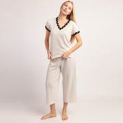 Pigiama Donna mezza manica pantalone pinocchietto effetto mussola - 64093-0