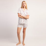 Pigiama donna mezza manica aperto avanti stile camicia - 64088-0
