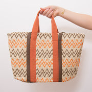 Borsa in rafia con zip  motivo zig zag. - TR1005