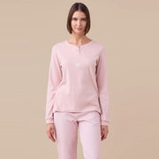 FA9188 - Pigiama donna caldo cotone Bonjour amour con polsini