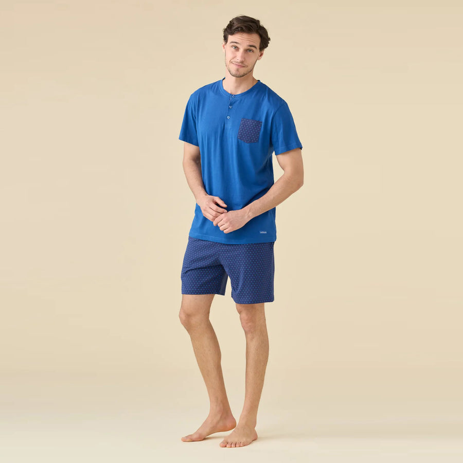 FC3262AB - Pigiama uomo manica corta pantalone corto in jersey di cotone