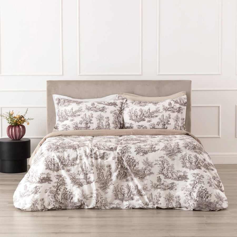 Toile de Jouy Completo letto Matrimoniale in raso 300 fili