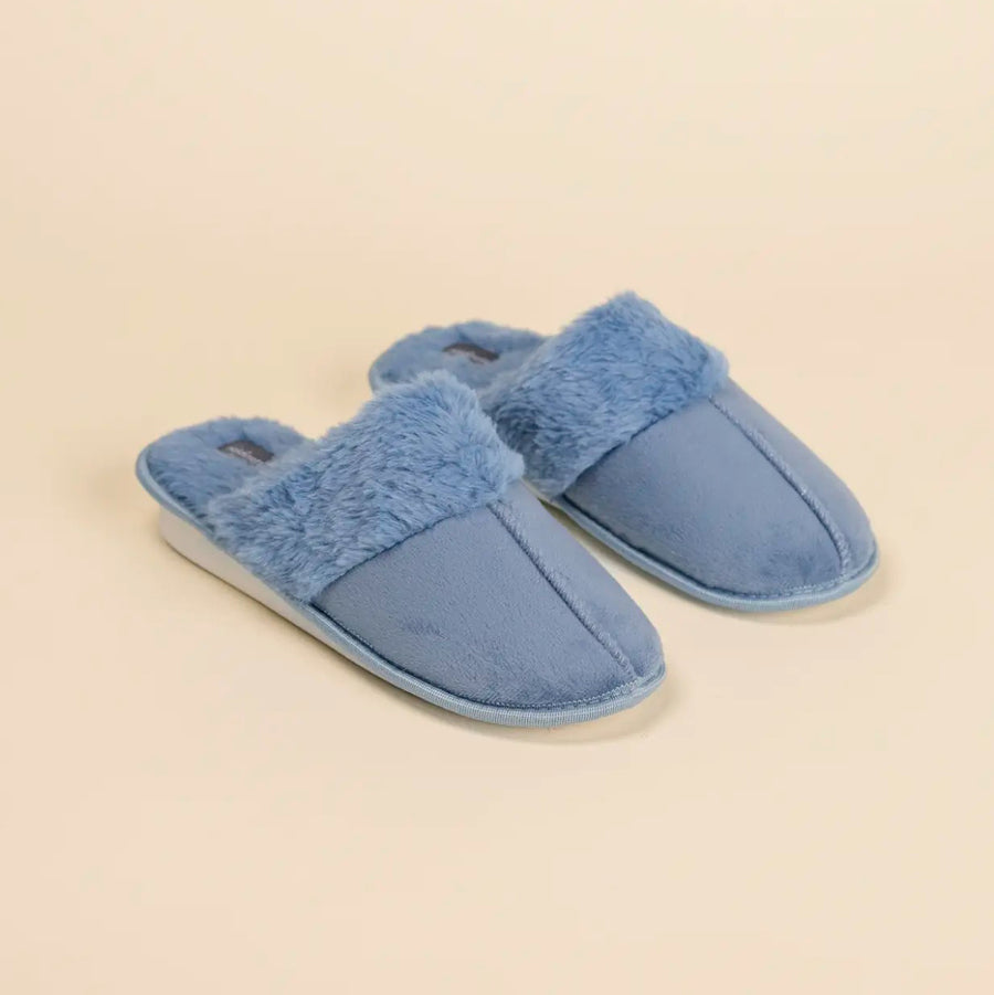 PF3117 - Pantofola invernale donna in velluto ed eco-pelliccia articolo classic