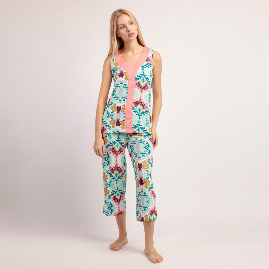 64066-0 - Pigiama spalla larga con pantalone pinocchietto