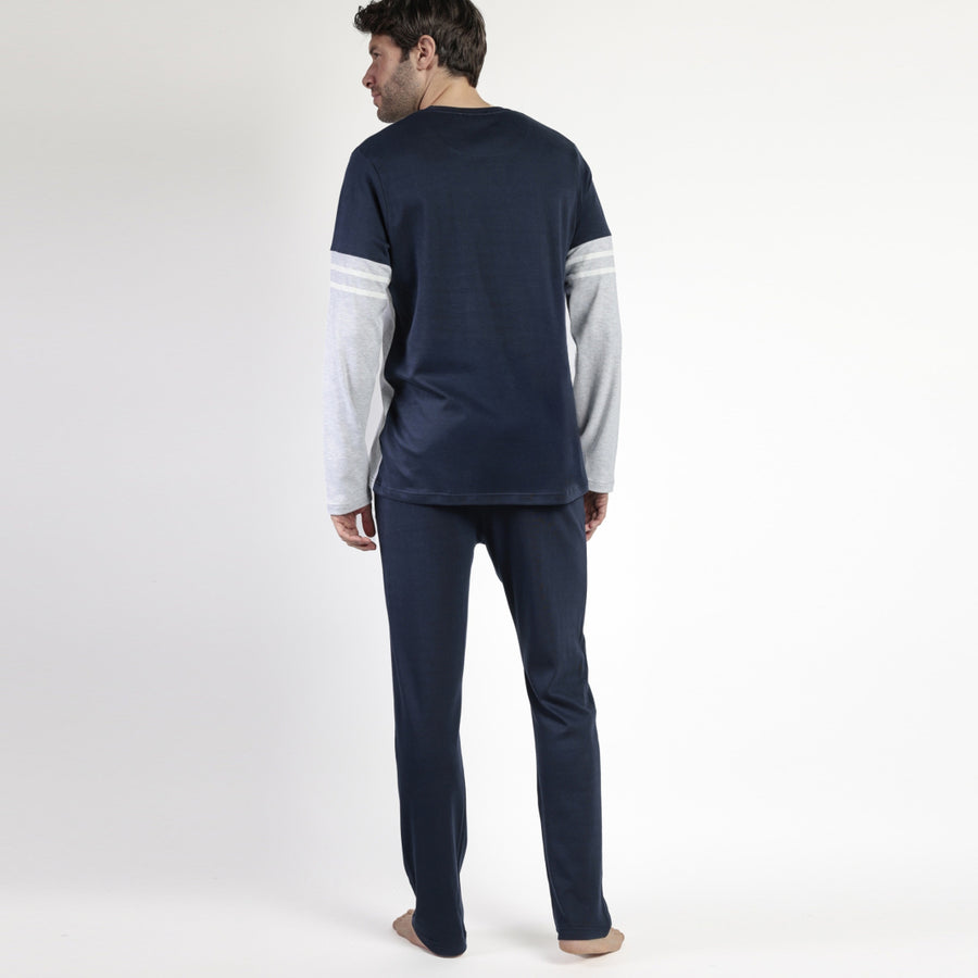 63758-0 - Pigiama uomo caldo cotone modello sportivo senza polsini