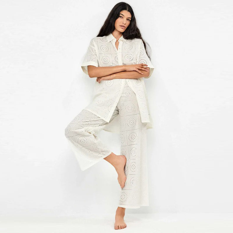 Camicione con pantalone in san gallo - 2/40045
