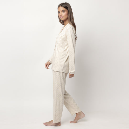 63637-0 - PPigiama aperto avanti con pois