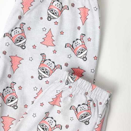 63351-0 - pigiama bimba caldo cotone Gufetto con polsini